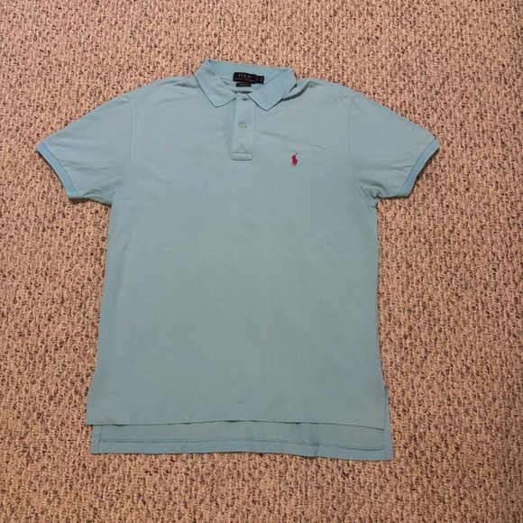 Polo Ralph Lauren Other - Polo Ralph Lauren Mens Stretch Mesh Polo Shirt Light Blue Pink Pony Large L